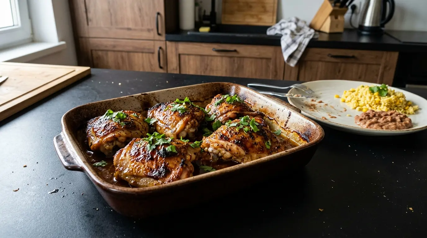 Meksykańskie pieczone udka z kurczaka w miodowo-chili marynacie