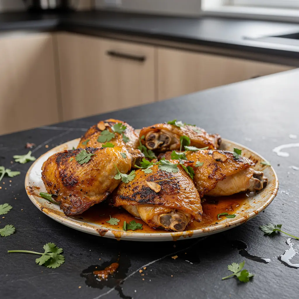 Meksykańskie pieczone udka z kurczaka w miodowo-chili marynacie