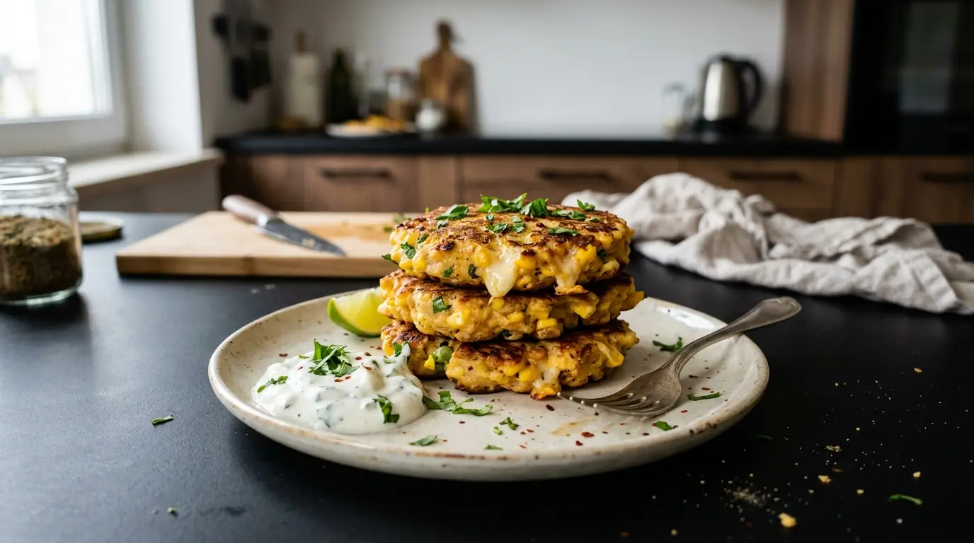 Mexican Corn Fritters with Cheese and Herbs