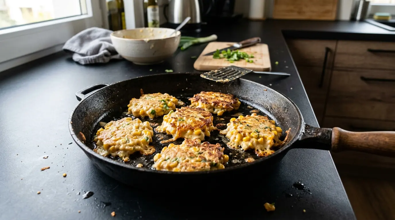Meksykańskie placki z kukurydzy i sera na patelni