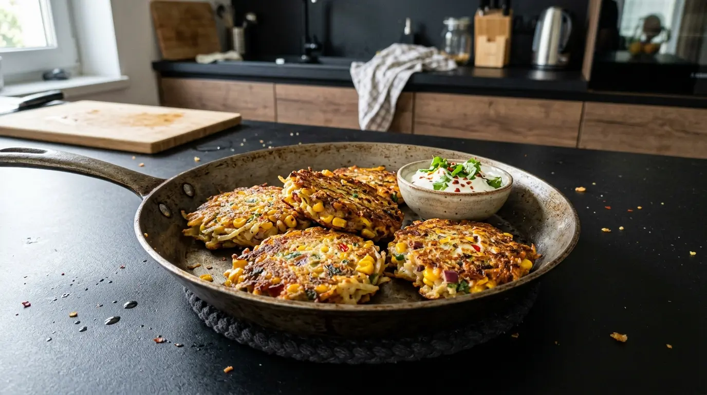 Meksykańskie placki ziemniaczane z kukurydzą i chili