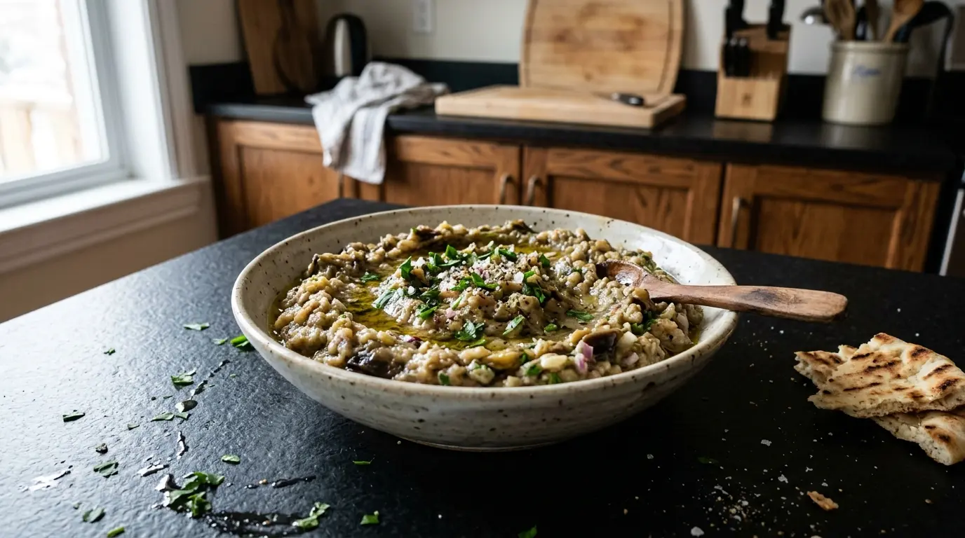 Melitzanosalata – pasta z pieczonego bakłażana po grecku