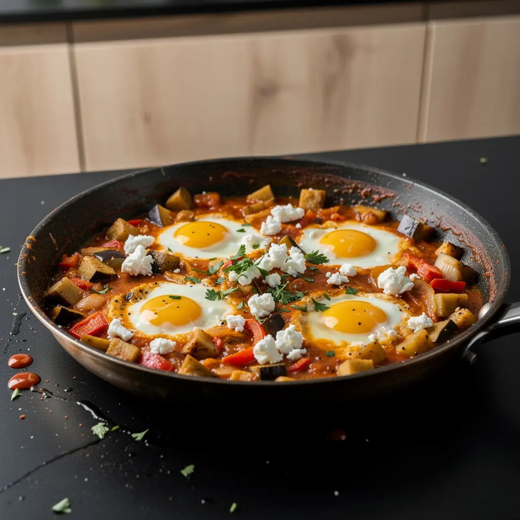 Menemen z bakłażanem i fetą