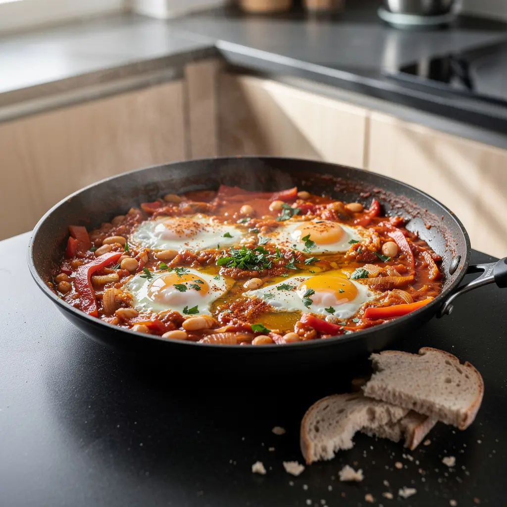 Menemen mit weißen Bohnen und Paprika