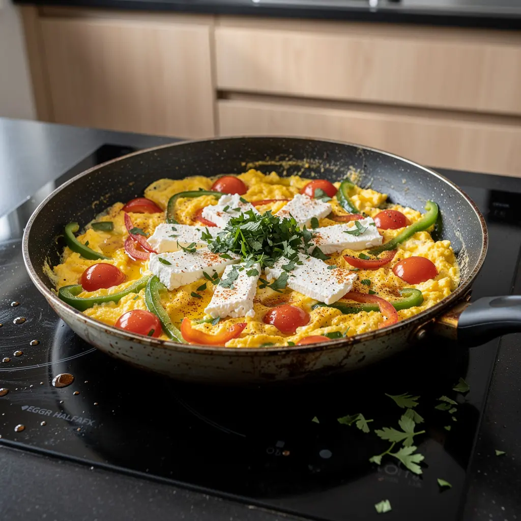 Menemen z białym serem – jajka po turecku z warzywami