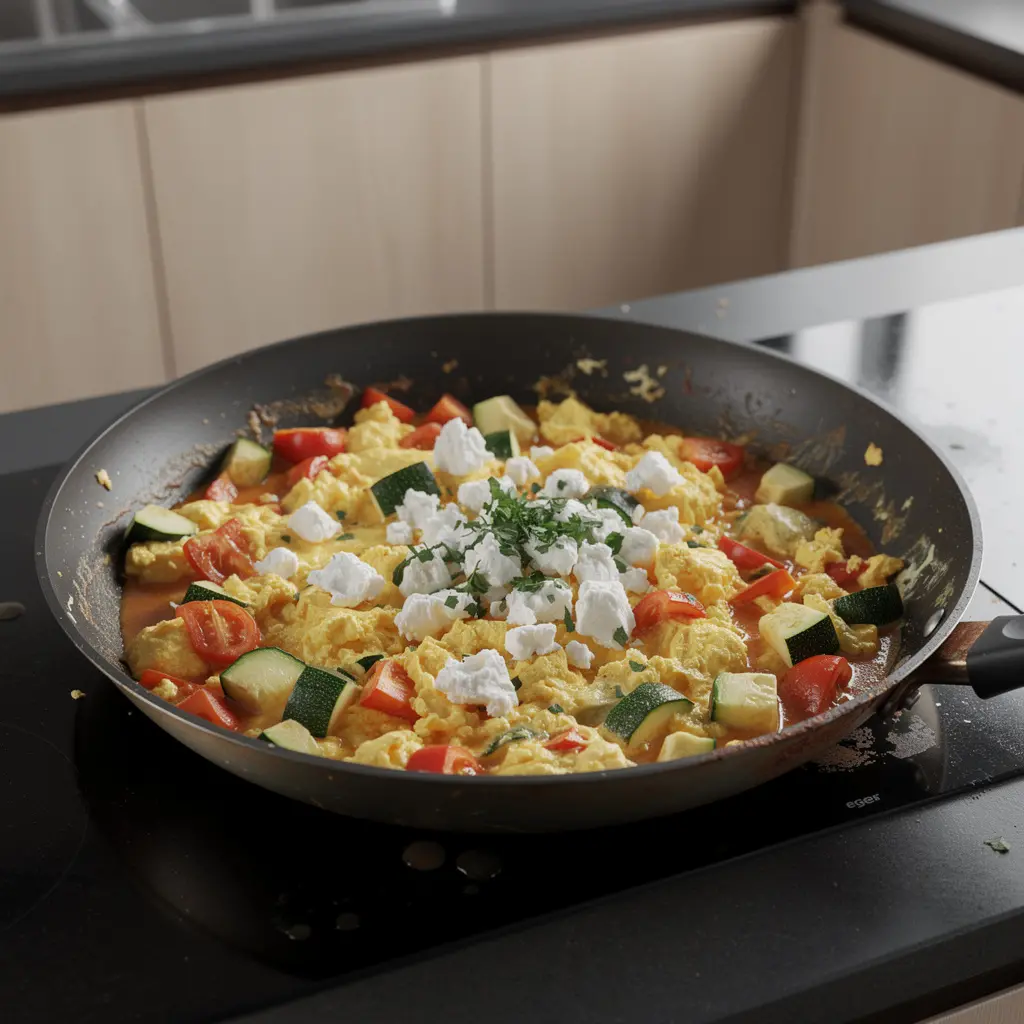 Menemen con calabacín y feta