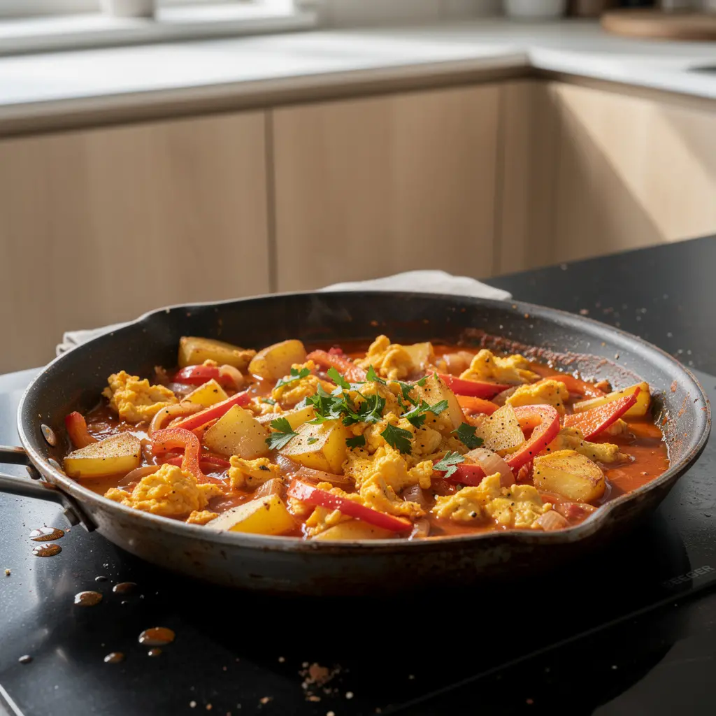 Menemen with Potatoes and Peppers