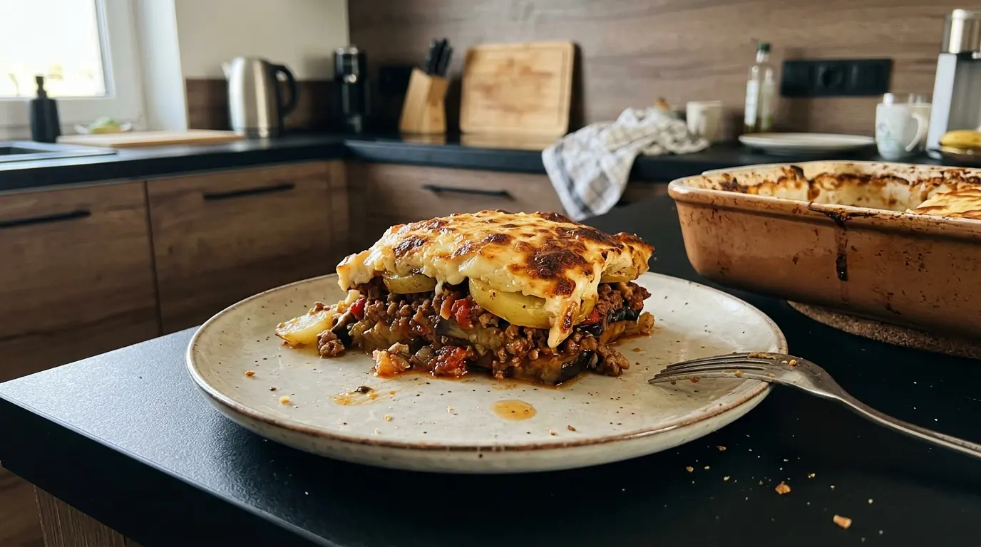 Moussaka – gratin grec de pommes de terre et d’aubergines à la viande