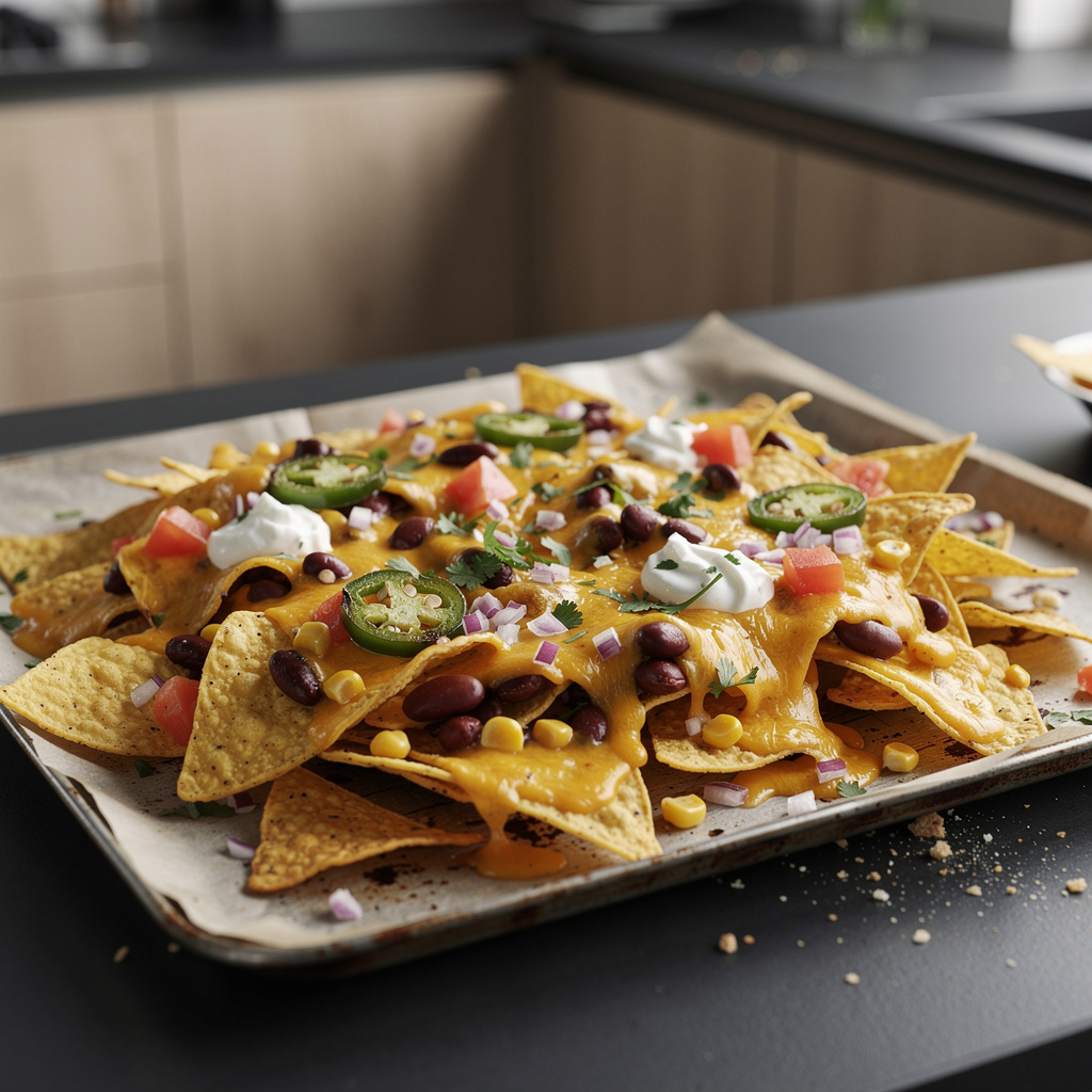 Nachos au four avec fromage, haricots et salsa