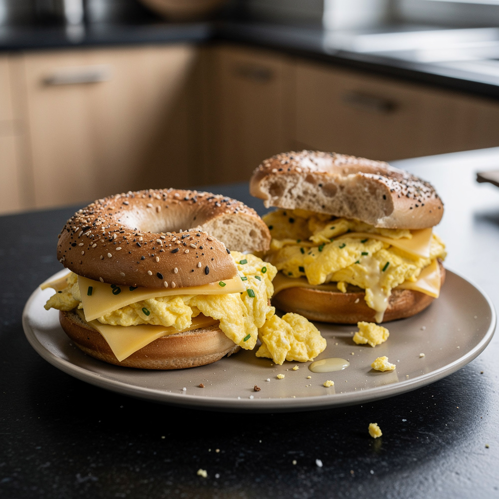 New York bagel z jajecznicą i serem