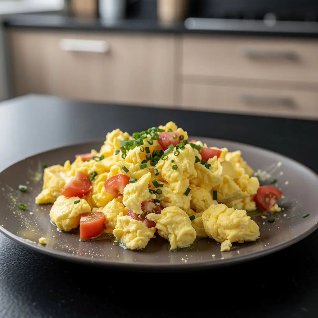Œufs brouillés allemands aux tomates et à la ciboulette (Rührei)