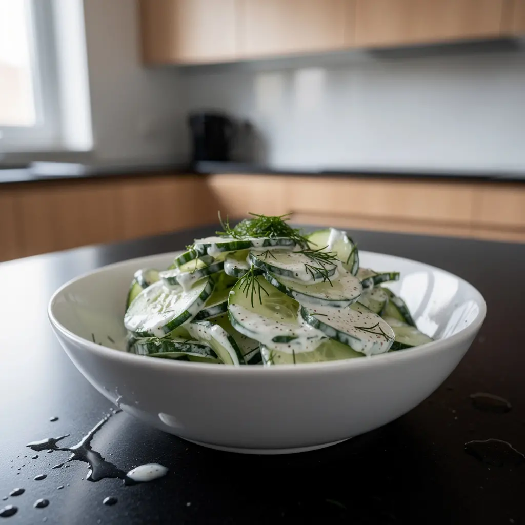 Salade allemande de concombre Gurkensalat à la crème