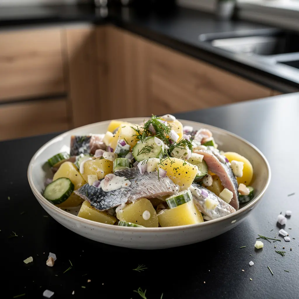 Salade allemande de harengs aux pommes de terre Heringssalat classique