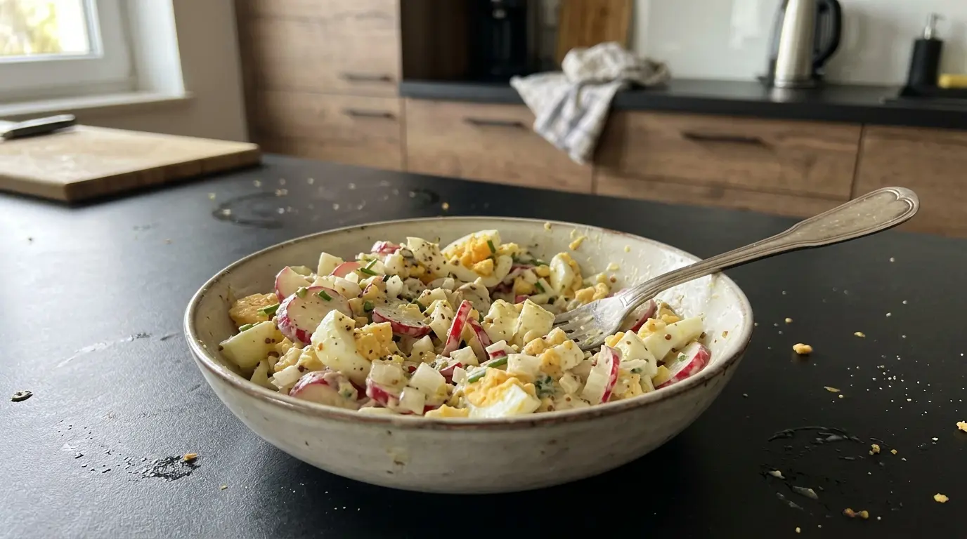 German Breakfast Salad with Egg and Radish