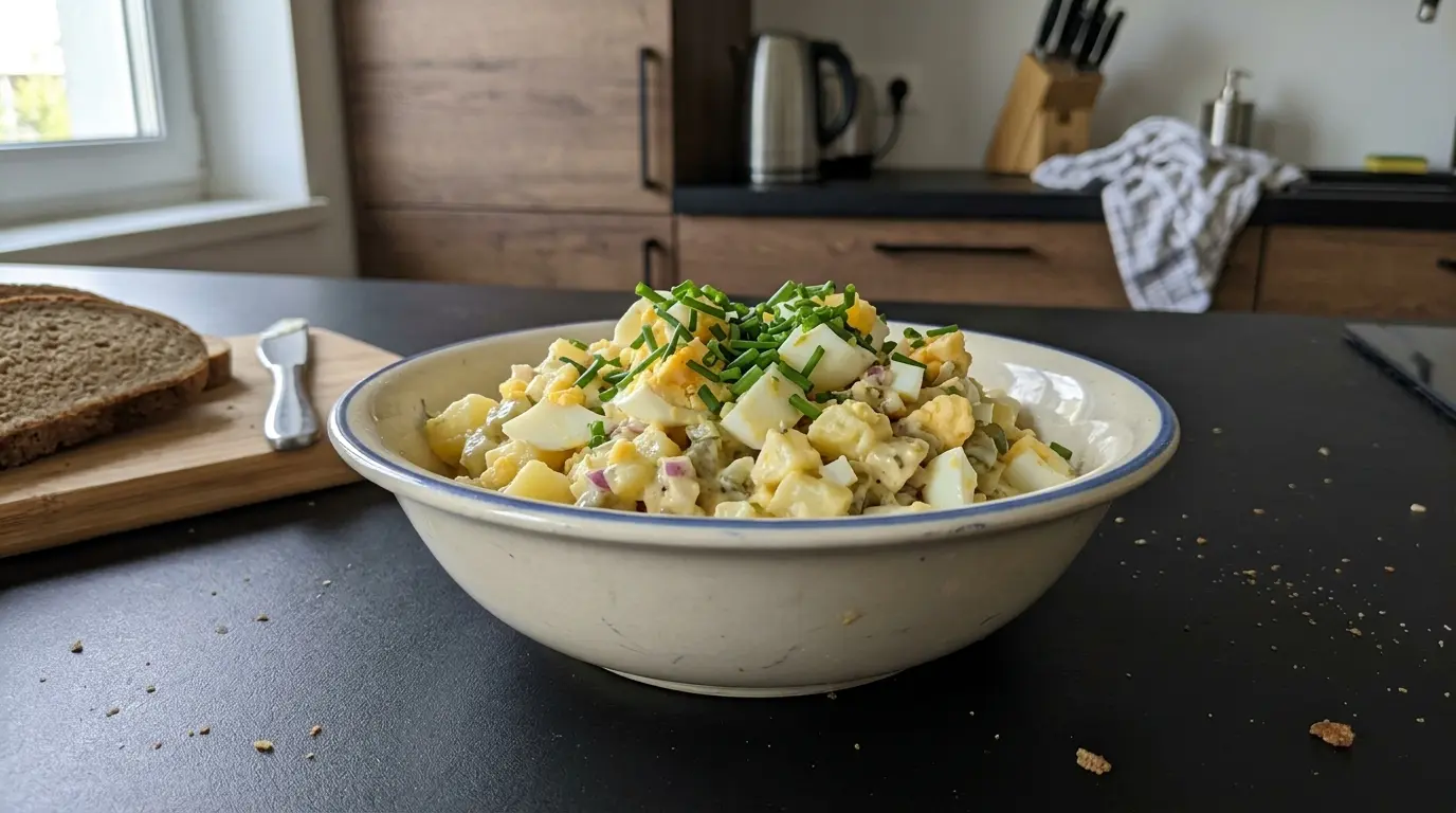 Insalata tedesca per la colazione con uova ed erba cipollina (Frühstückssalat)