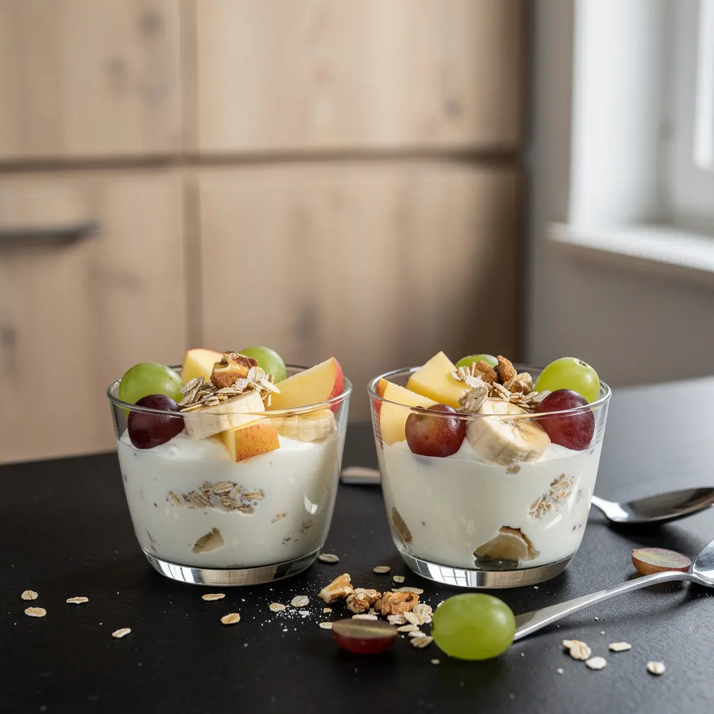 Salade de petit-déjeuner allemande au quark et aux fruits