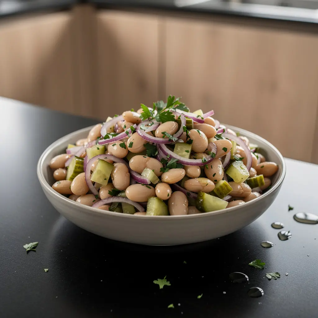 Salade allemande de haricots blancs et d’oignons (Weisser Bohnensalat)