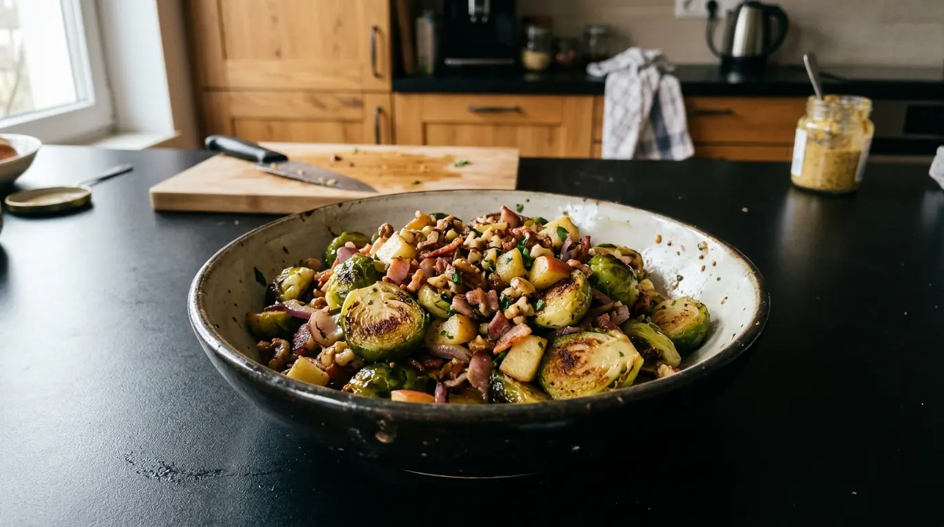 Niemiecka sałatka z brukselki Rosenkohlsalat na ciepło