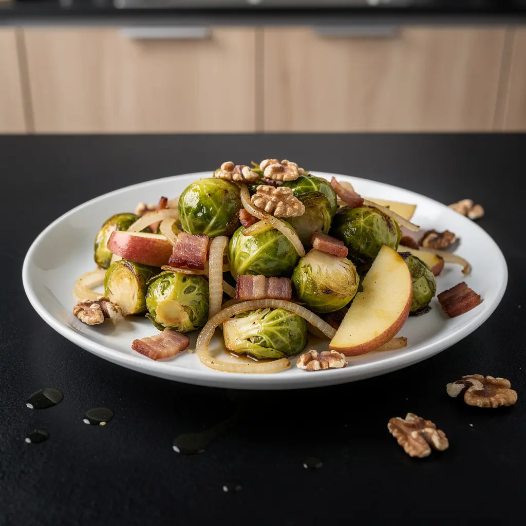 Salade tiède allemande de choux de Bruxelles (Rosenkohlsalat)