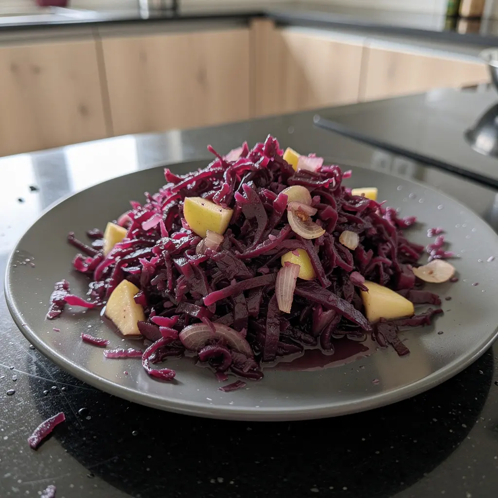 Salade tiède allemande de chou rouge Rotkohl