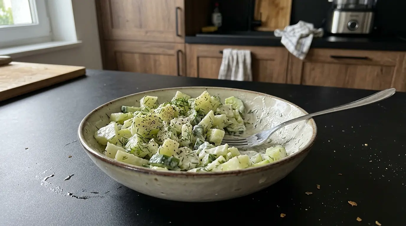 Niemiecka sałatka z kalarepy i ogórka z koperkiem