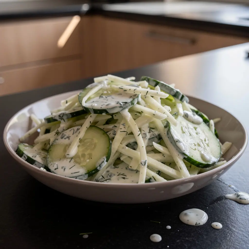 Salade allemande de chou-rave et de concombre à l’aneth