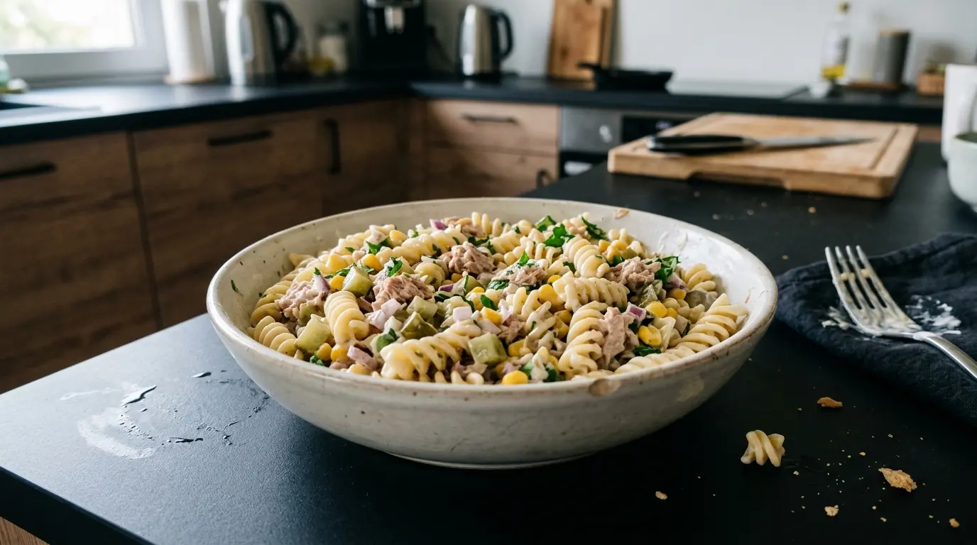 German Pasta Salad with Tuna (Nudelsalat mit Thunfisch)