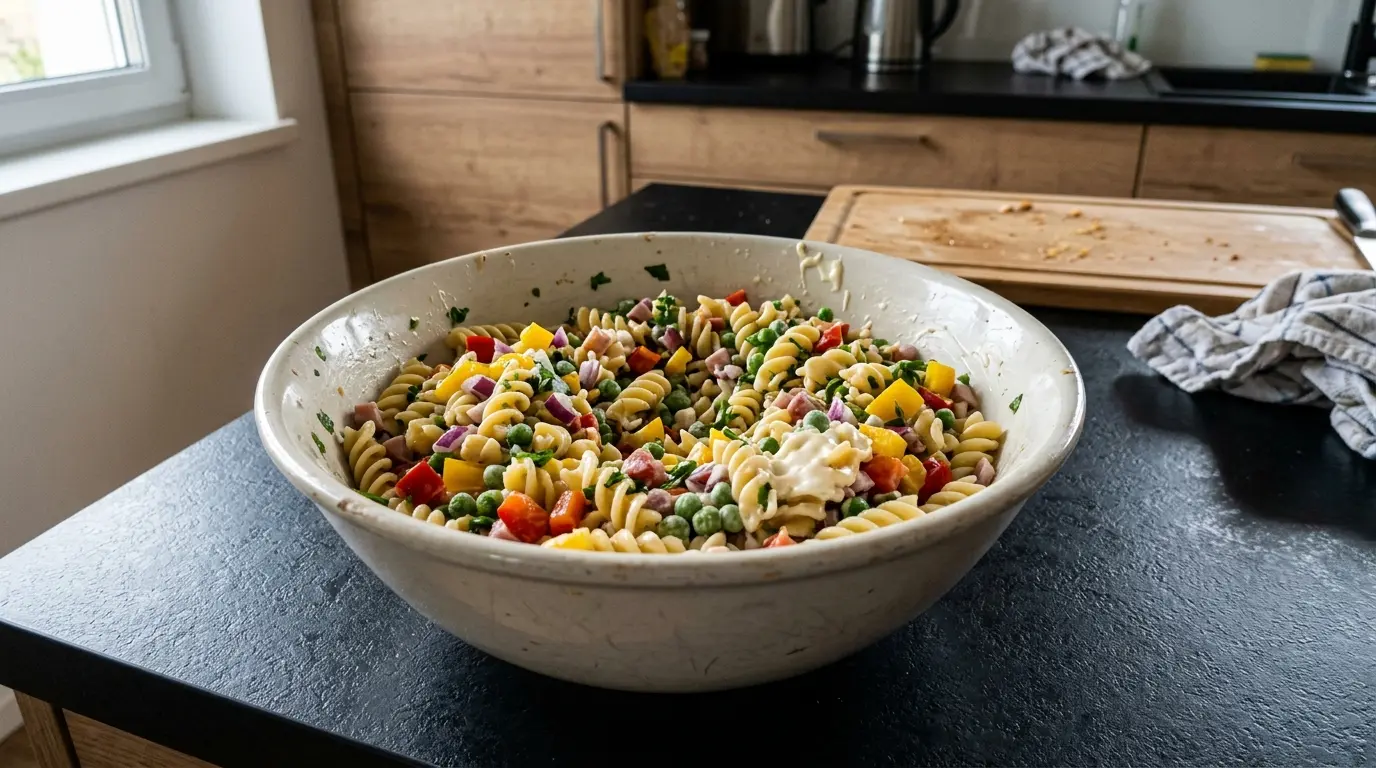 German Pasta Salad with Vegetables – Colorful Nudelsalat