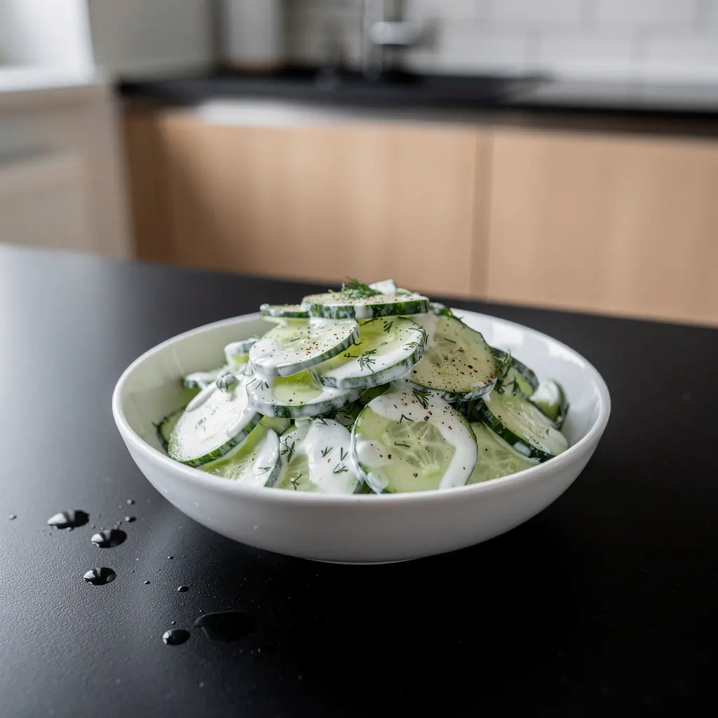 Salade allemande de concombre au yaourt Gurkensalat