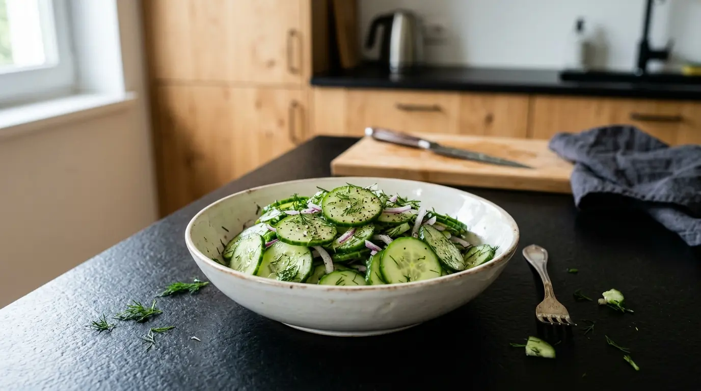 Ensalada alemana de pepino con eneldo (Gurkensalat) ligera