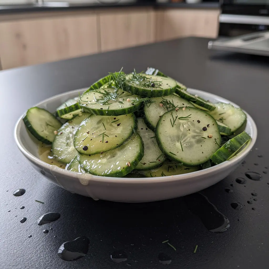 Salade allemande de concombre à l’aneth Gurkensalat légère