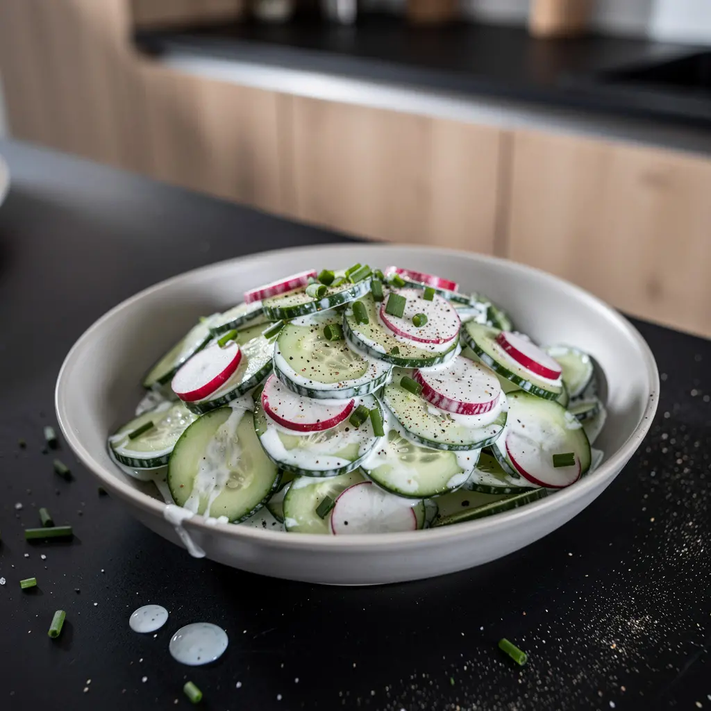 Salade allemande de concombre et radis Frühlingssalat