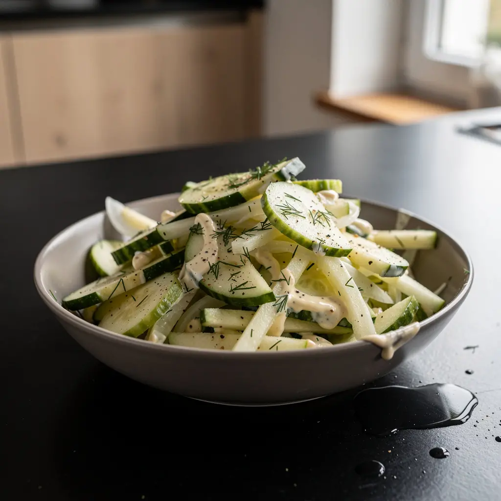 Salade allemande de concombres lacto-fermentés et pomme Gurken-Apfel-Salat