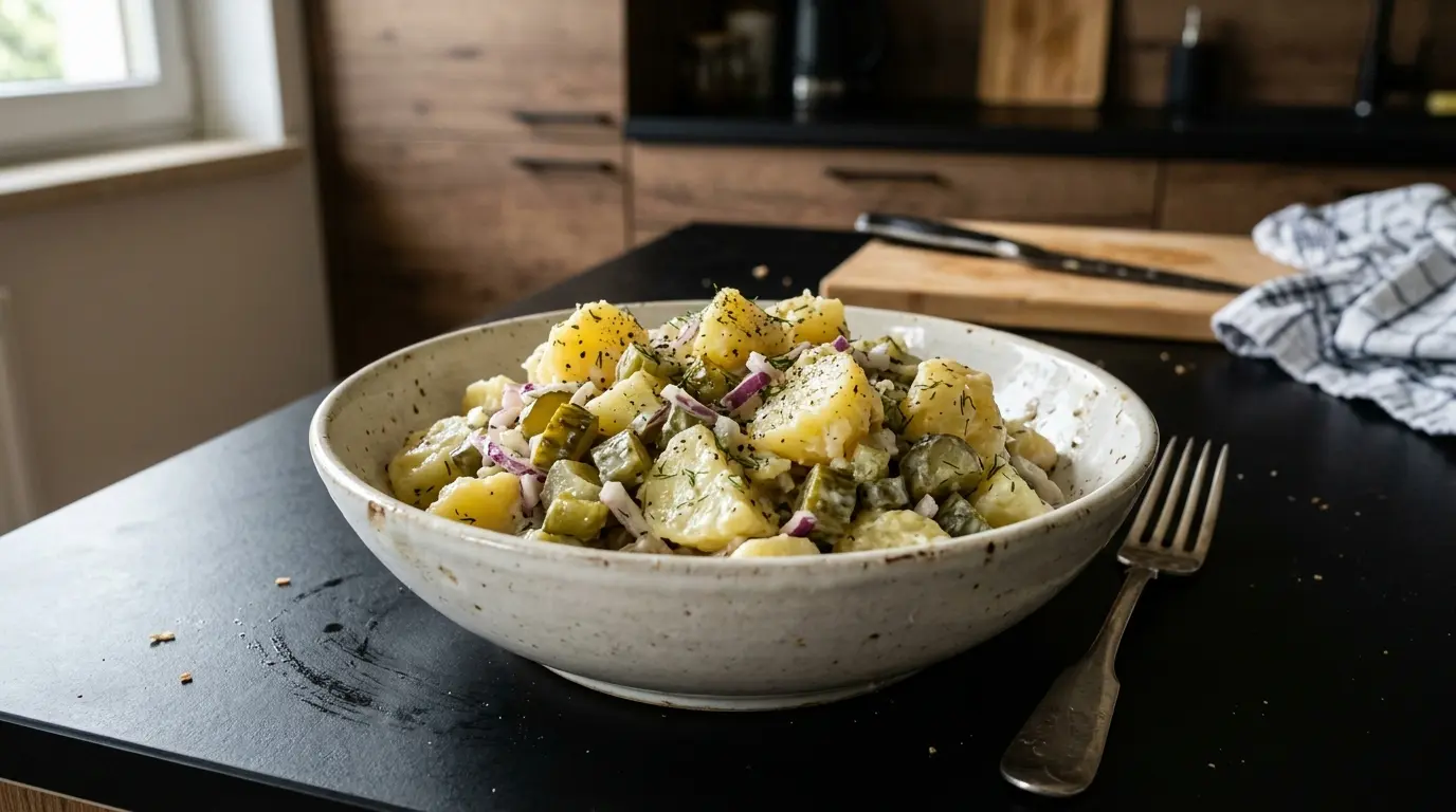 Salade allemande de pommes de terre et de cornichons lactofermentés
