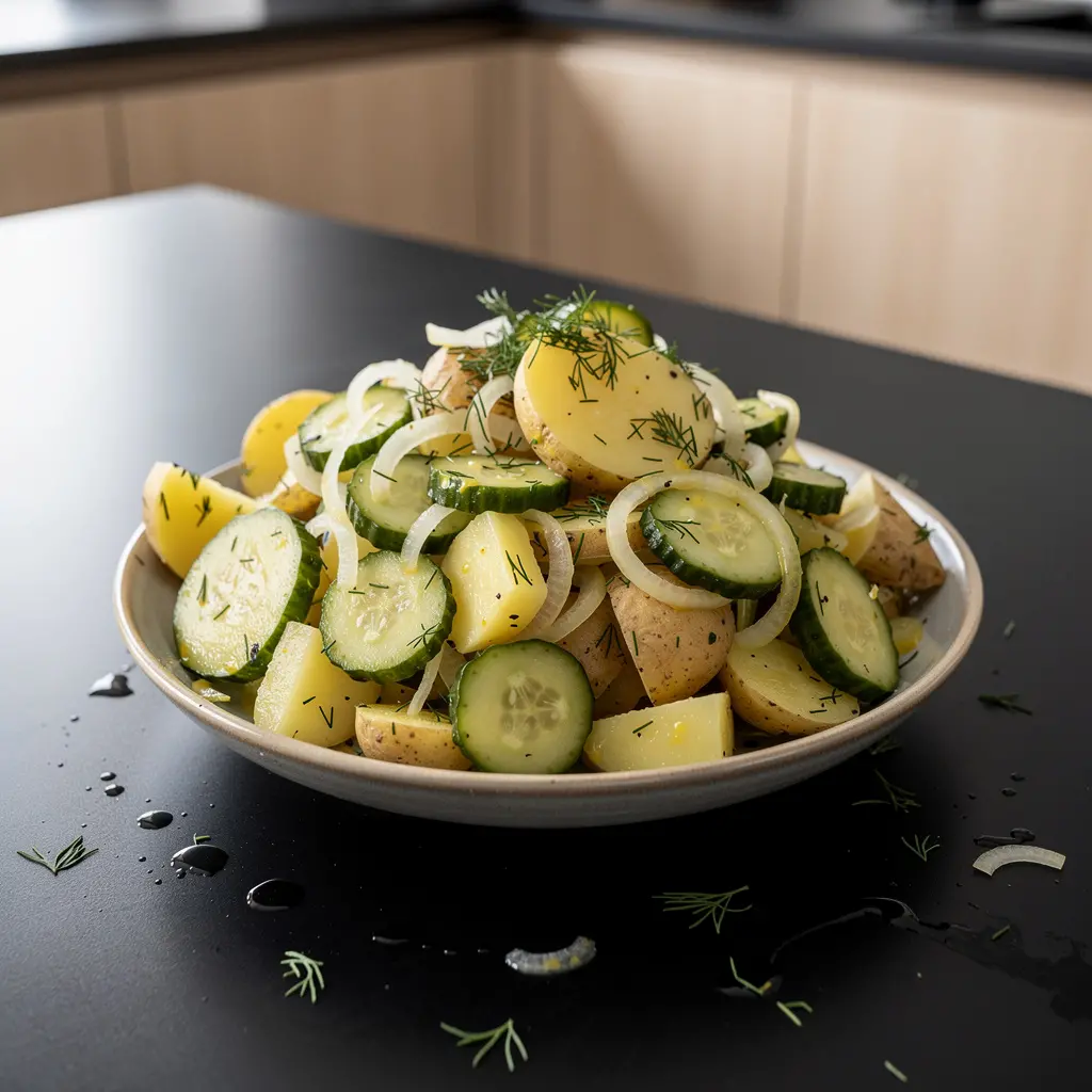 Niemiecka sałatka z ogórków kiszonych i ziemniaków