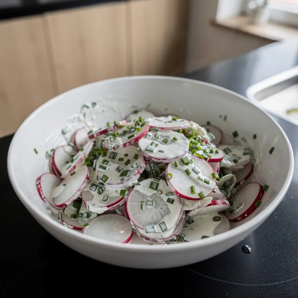 Salade allemande de radis et ciboulette Radieschensalat