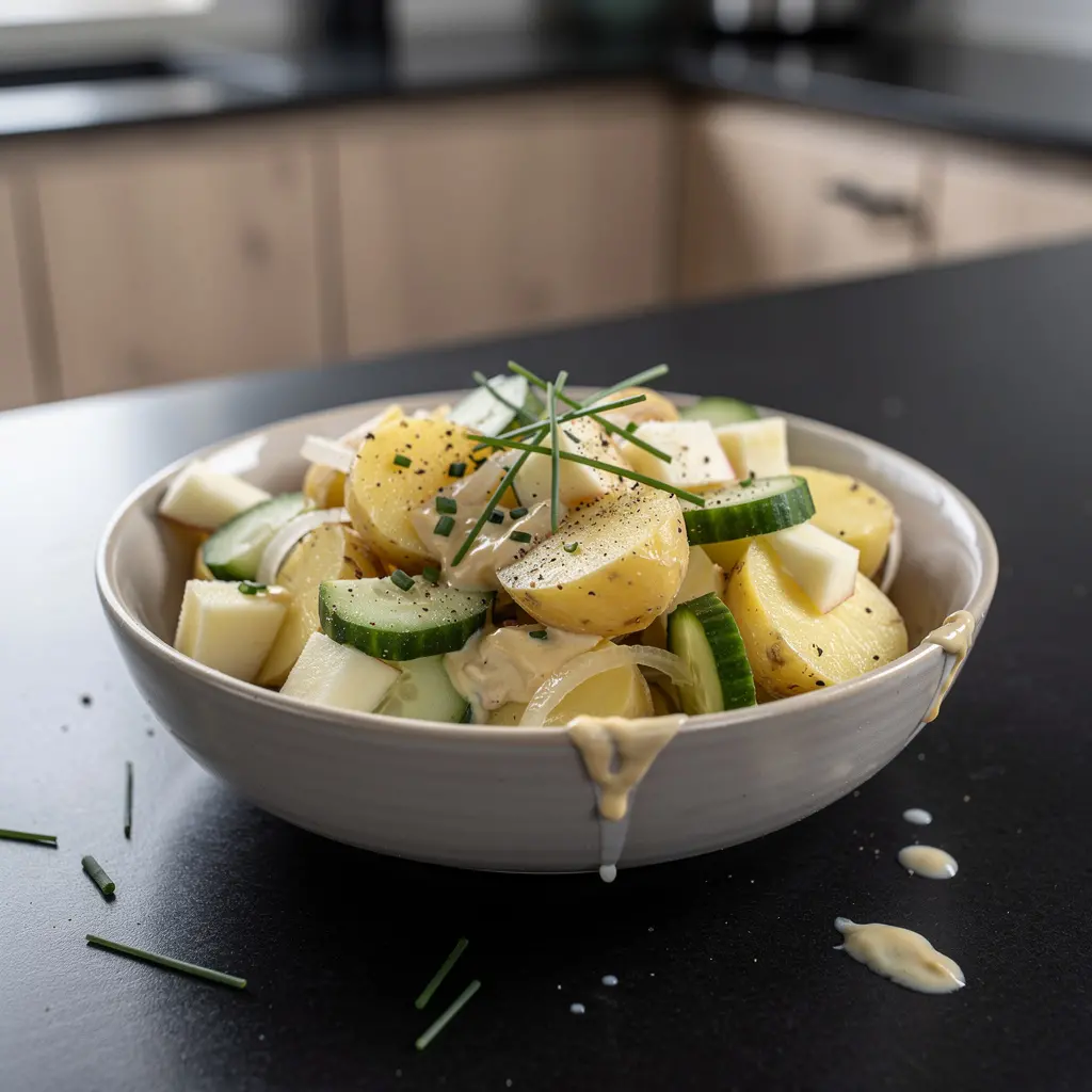 Ensalada alemana de patata con manzana y pepino