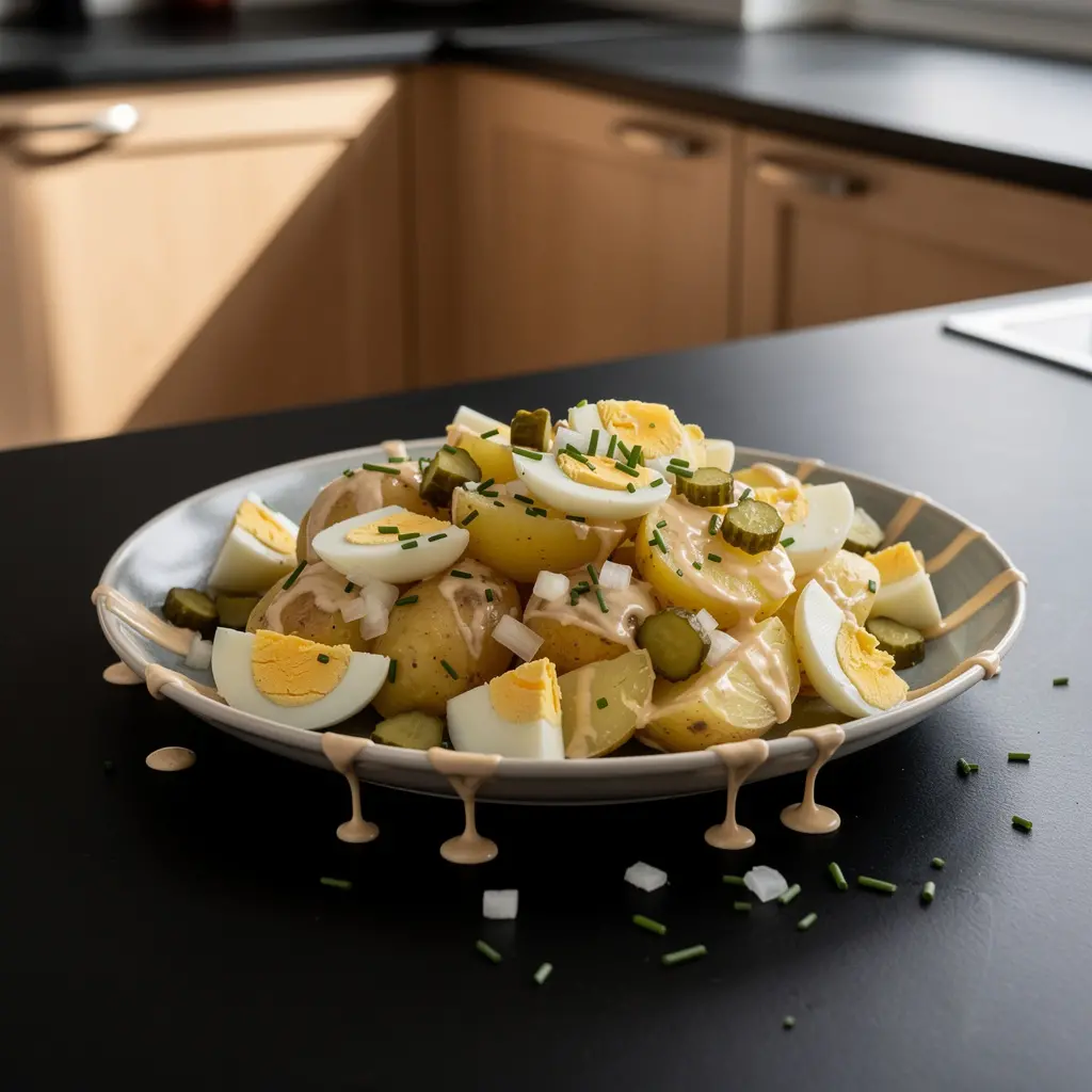 Deutscher Kartoffelsalat mit Ei