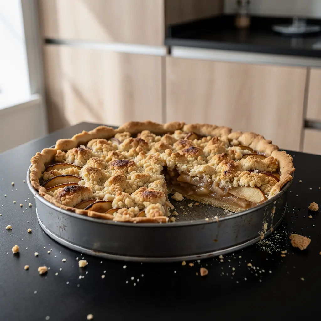Tarte allemande aux pommes avec streusel (Apfel-Streuseltarte)