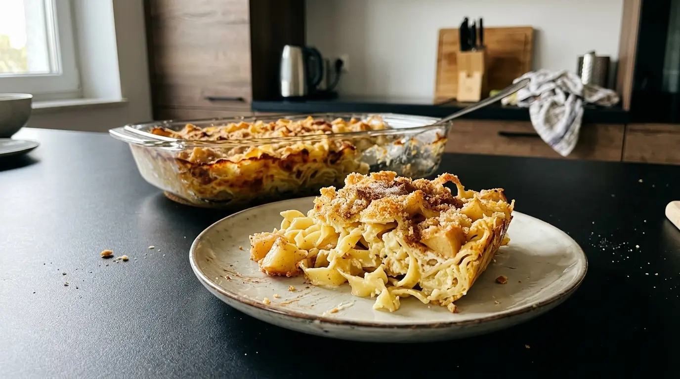 German Apple and Pasta Casserole Apfel-Nudel-Auflauf