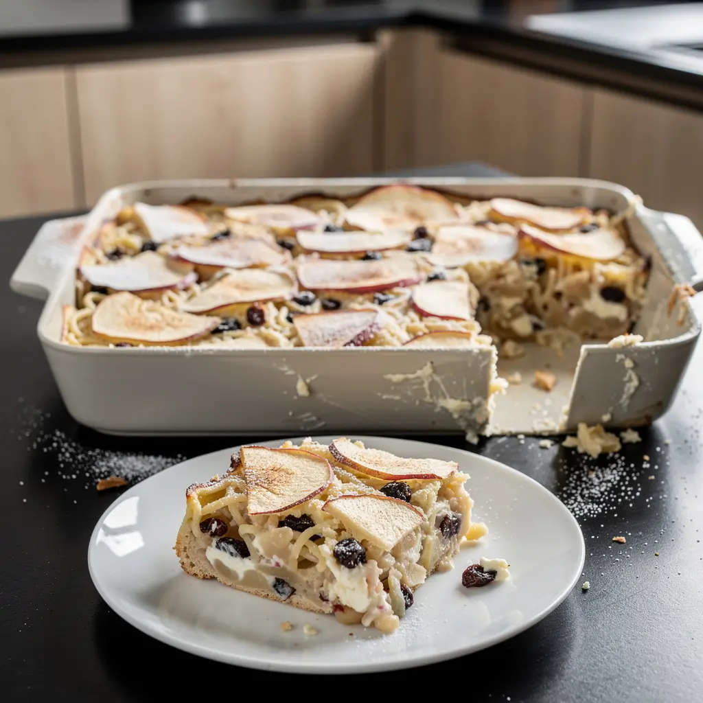 Gratin allemand de pâtes aux pommes Apfel-Nudel-Auflauf