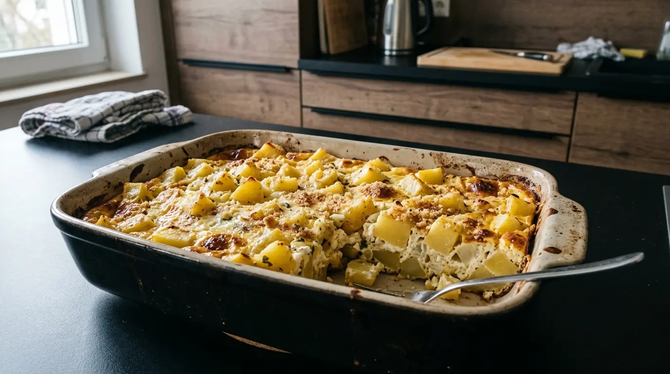 Niemiecka zapiekanka z ziemniaków i twarogu Kartoffel-Quark-Auflauf
