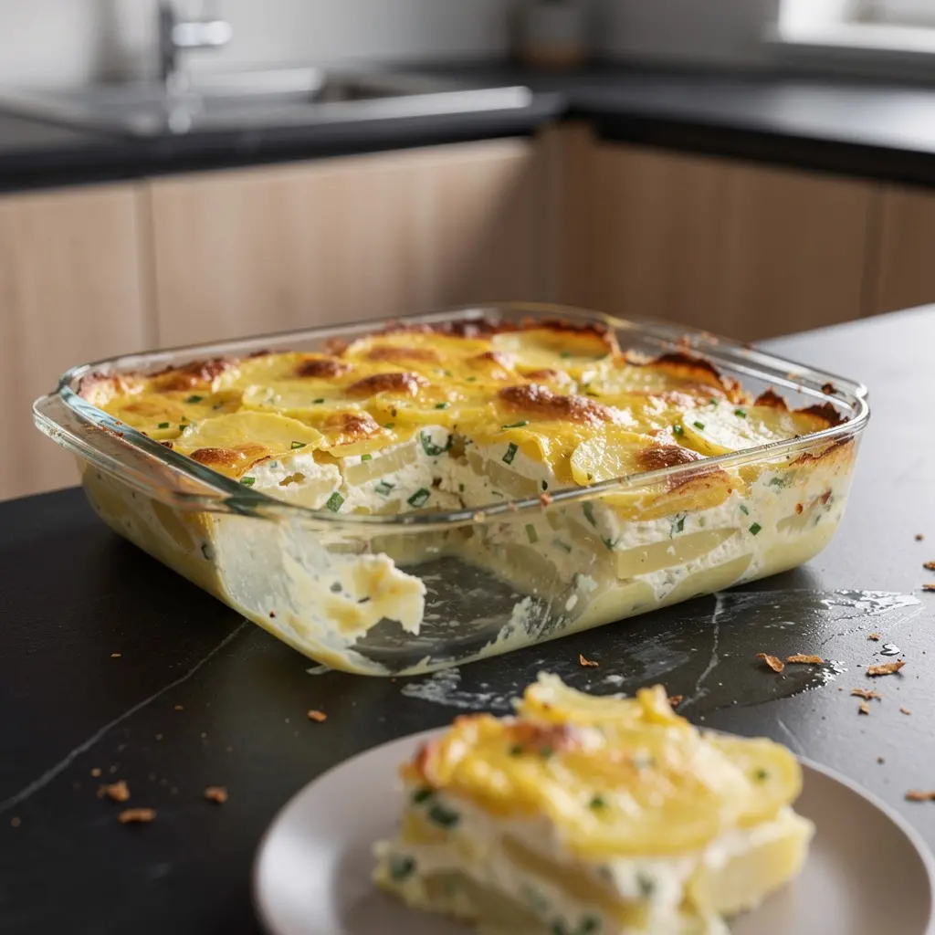 Gratin allemand de pommes de terre et fromage blanc (Kartoffel-Quark-Auflauf)