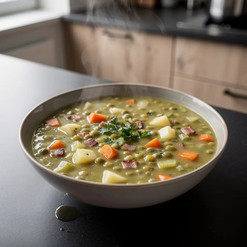 Soupe allemande de pois cassés Erbsensuppe aux légumes