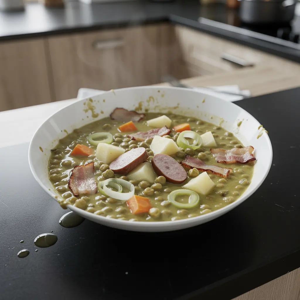 Soupe allemande de pois cassés Erbsensuppe aux légumes
