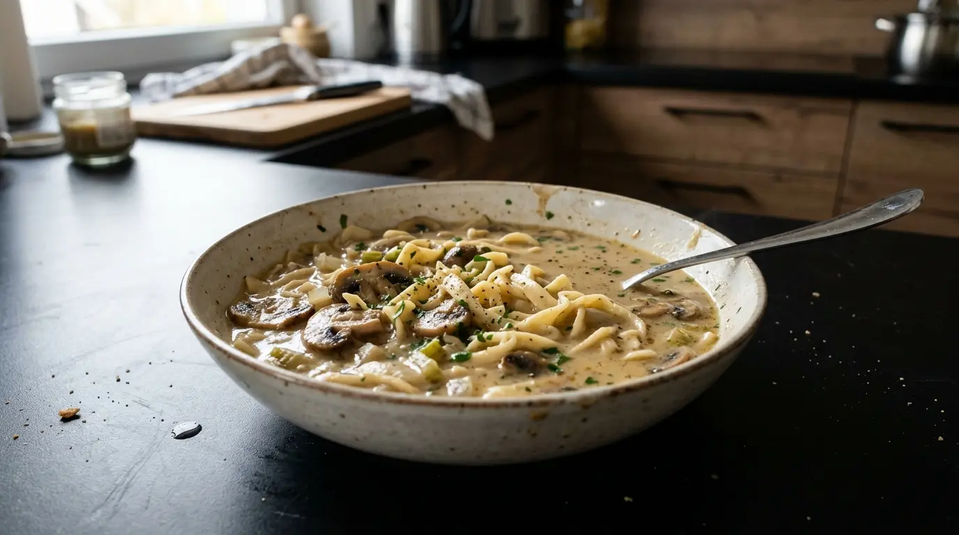 Niemiecka zupa pieczarkowa z makaronem Champignon-Suppe