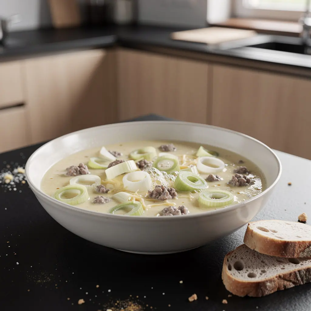 Soupe allemande au fromage et aux poireaux Käse-Lauch-Suppe