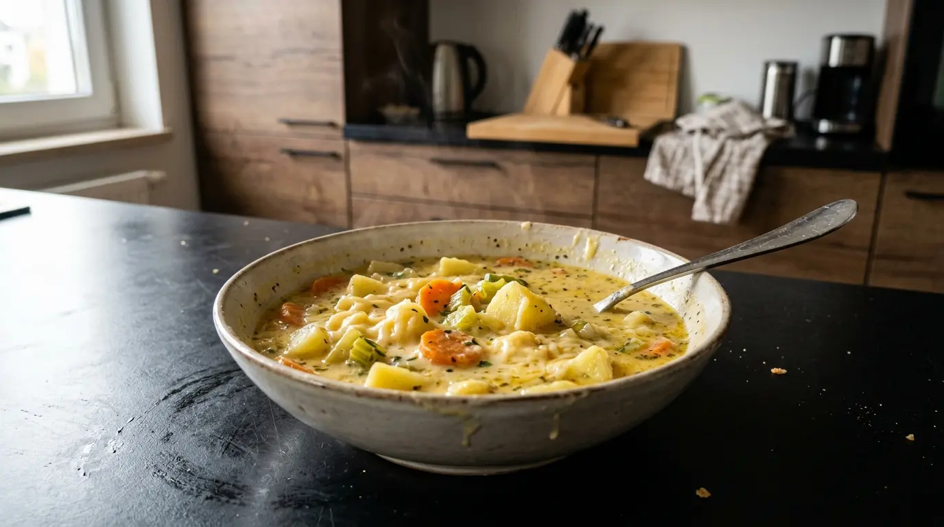 Niemiecka zupa serowa z ziemniakami i warzywami
