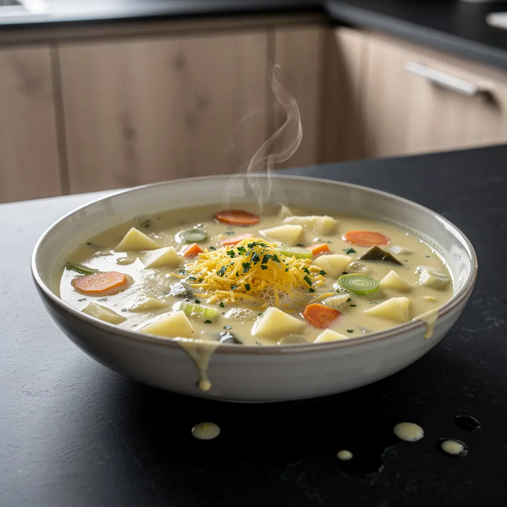 Soupe allemande au fromage avec pommes de terre et légumes