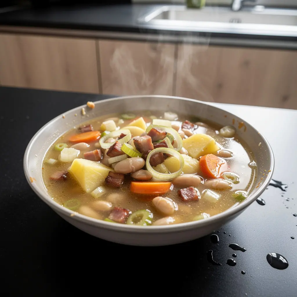 Soupe allemande aux haricots blancs et au lard